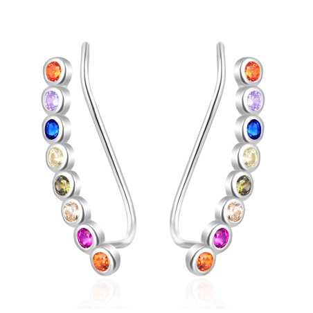 Podélné stříbrné náušnice s barevnými zirkony AGT-E027VC Agato