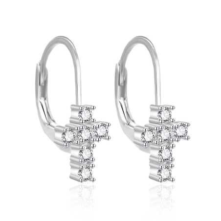 Stříbrné visací náušnice Křížek AGT-E110LW Agato