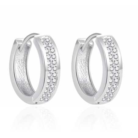 Půvabné stříbrné kruhy s čirými zirkony AGT-E059KW Agato