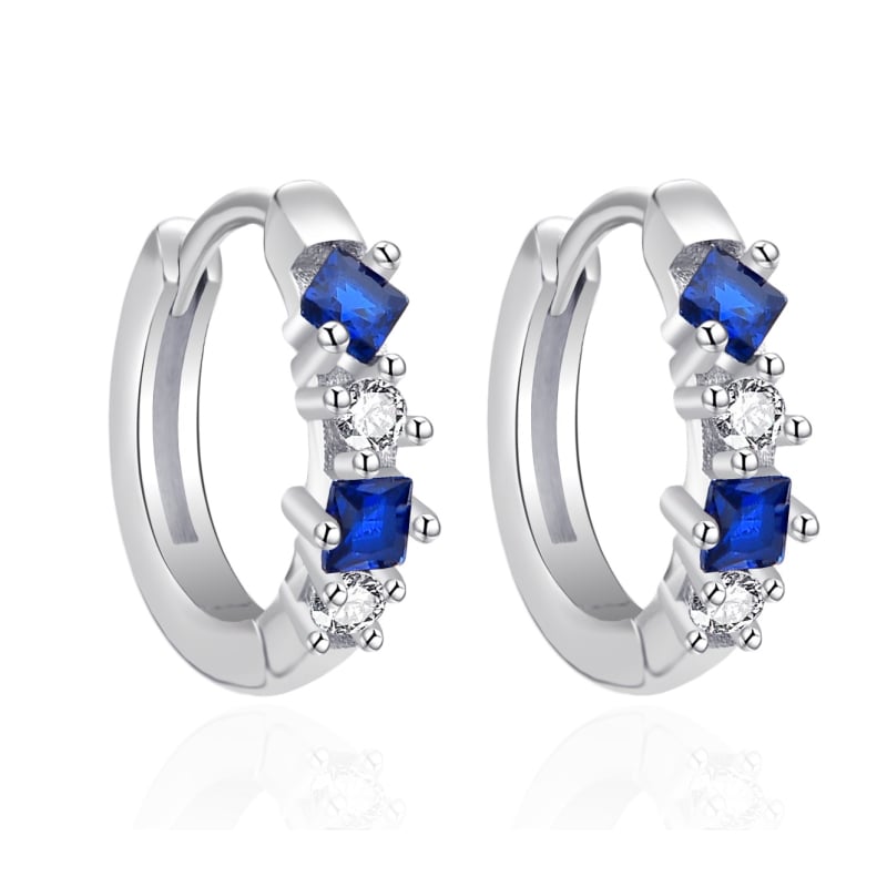 Krásné stříbrné náušnice kruhy se zirkony AGT-E130KWBL Agato