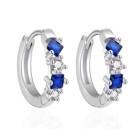 Krásné stříbrné náušnice kruhy se zirkony AGT-E130KWBL Agato