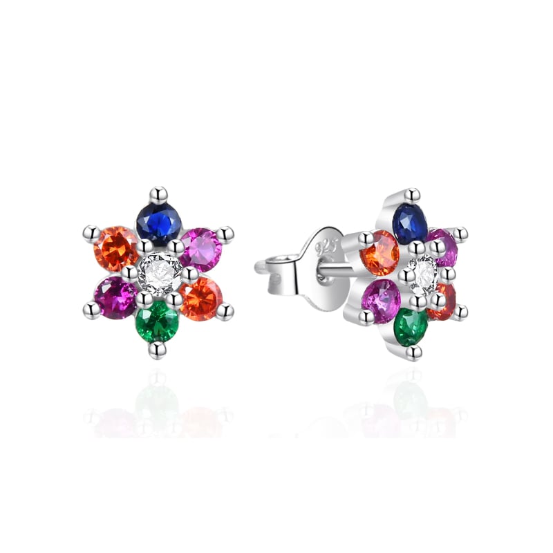 Stříbrné náušnice Kytičky s barevnými zirkony AGT-E062PC Agato Stříbrné náušnice Kytičky s barevnými zirkony AGT-E062PC Agato