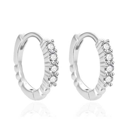 Kruhové stříbrné náušnice s čirými zirkony AGT-E065KW Agato