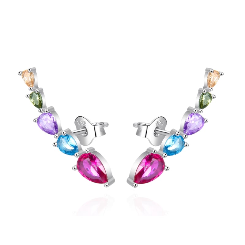 Stříbrné podélné náušnice s barevnými zirkony AGT-E133PC Agato