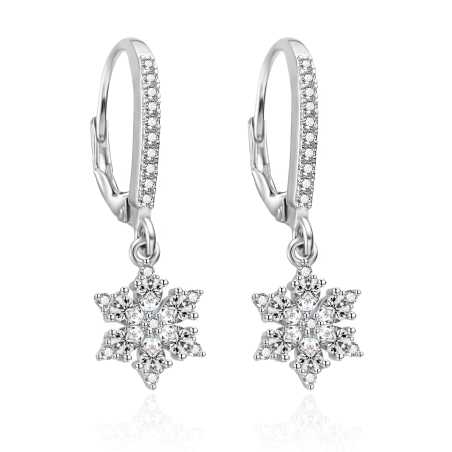 Visací stříbrné náušnice Vločky se zirkony AGT-E146LW Agato