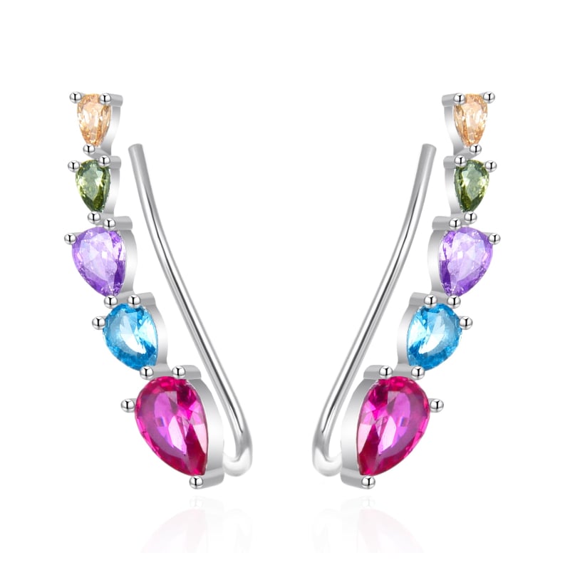 Stříbrné podélné náušnice s barevnými zirkony AGT-E082VC Agato