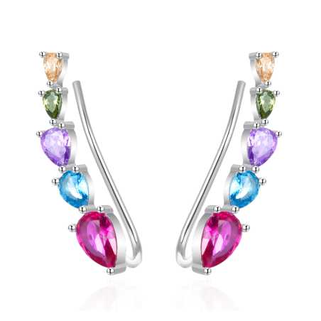 Stříbrné podélné náušnice s barevnými zirkony AGT-E082VC Agato
