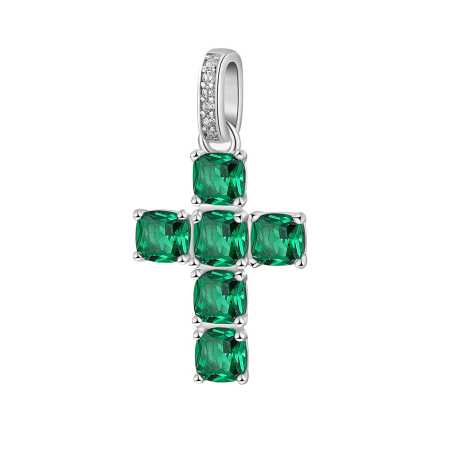 Stříbrný přívěsek Křížek se zirkony Fancy Life Green FLG115 Brosway