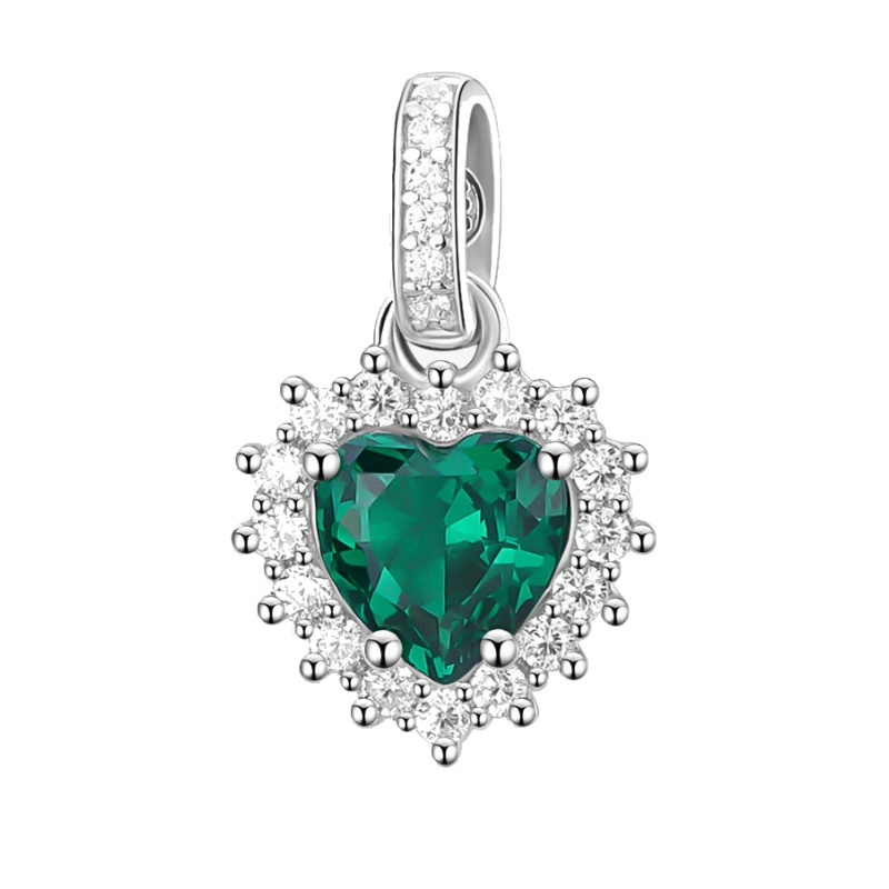 Třpytivý stříbrný přívěsek Srdce Fancy Life Green FLG116 Brosway