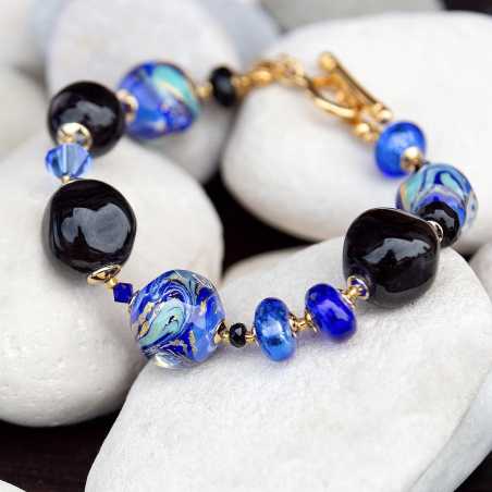 Náramek Ocean Storm s 24karátovým zlatem a ryzím stříbrem v perlách Lampglas BCQ14 Lampglas