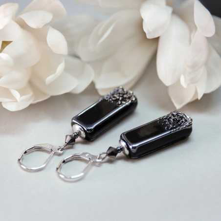 Elegantní náušnice Black Velvet s unikátní perlou Lampglas ECV5 Lampglas