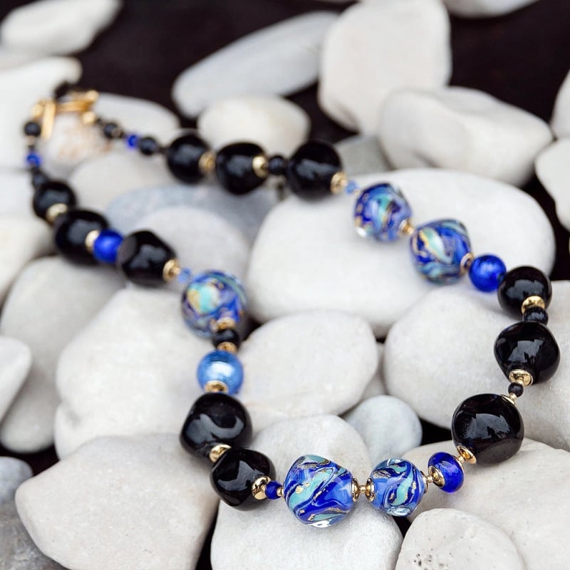 Náhrdelník s 24karátovým zlatem a ryzím stříbrem v perlách Lampglas Ocean Storm NCQ14 Lampglas Náhrdelník s 24karátovým zlatem a ryzím stříbrem v perlách Lampglas Ocean Storm NCQ14 Lampglas