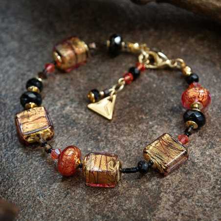 Náramek s 24karátovým zlatem v perlách Lampglas Inferno Elegance BCU83 Lampglas