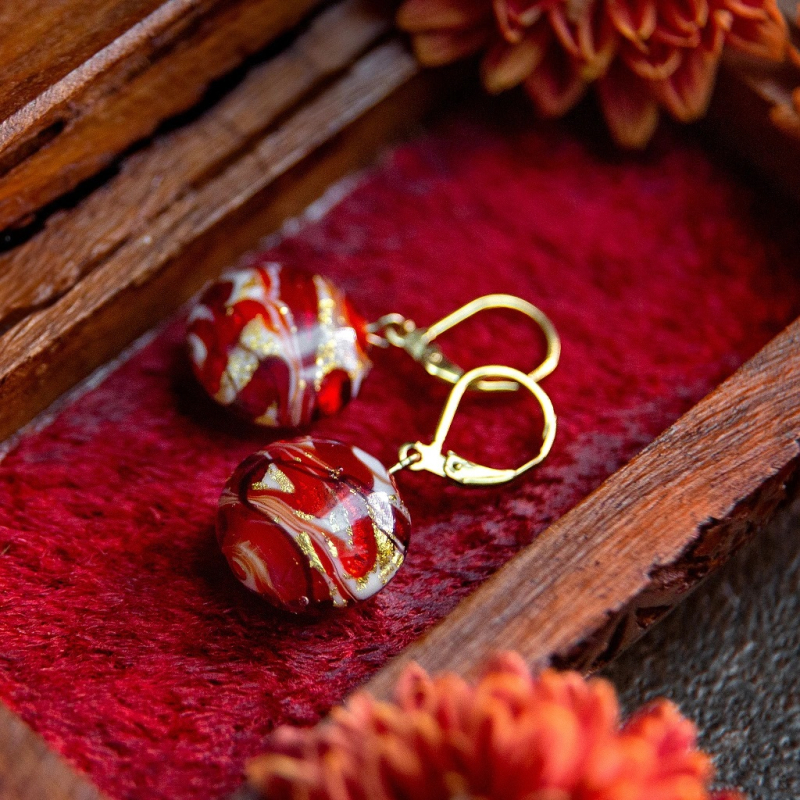 Krásné náušnice Scarlet Aura s 24karátovým zlatem v perlách Lampglas EP21 Lampglas Krásné náušnice Scarlet Aura s 24karátovým zlatem v perlách Lampglas EP21 Lampglas