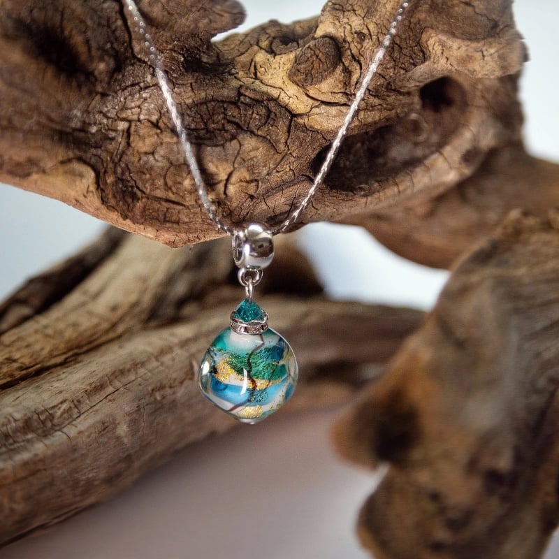 Náhrdelník s 24karátovým zlatem v perle Lampglas Aquamarine Dream NSA53/CHI Lampglas