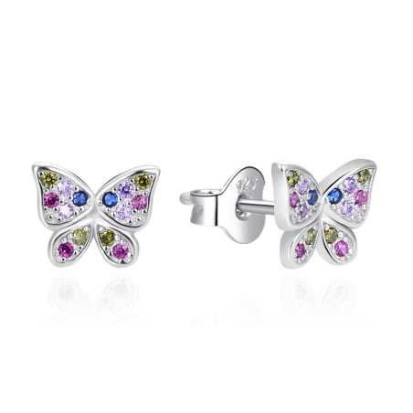 Roztomilé stříbrné náušnice Motýlci AGT-E070PC Agato