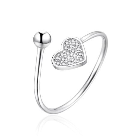 Stříbrný otevřený prsten se srdíčkem AGT-R36W Agato / Obvod: 57 mm - 57 mm