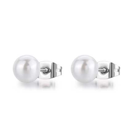 Půvabné ocelové náušnice s bílou perlou Wisdom SWI27 S Agapo