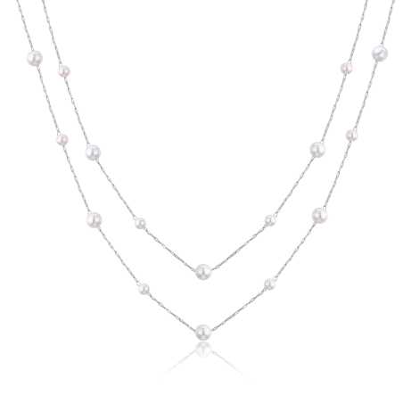 Dvojitý perličkový náhrdelník z oceli Wisdom SWI09 S Agapo