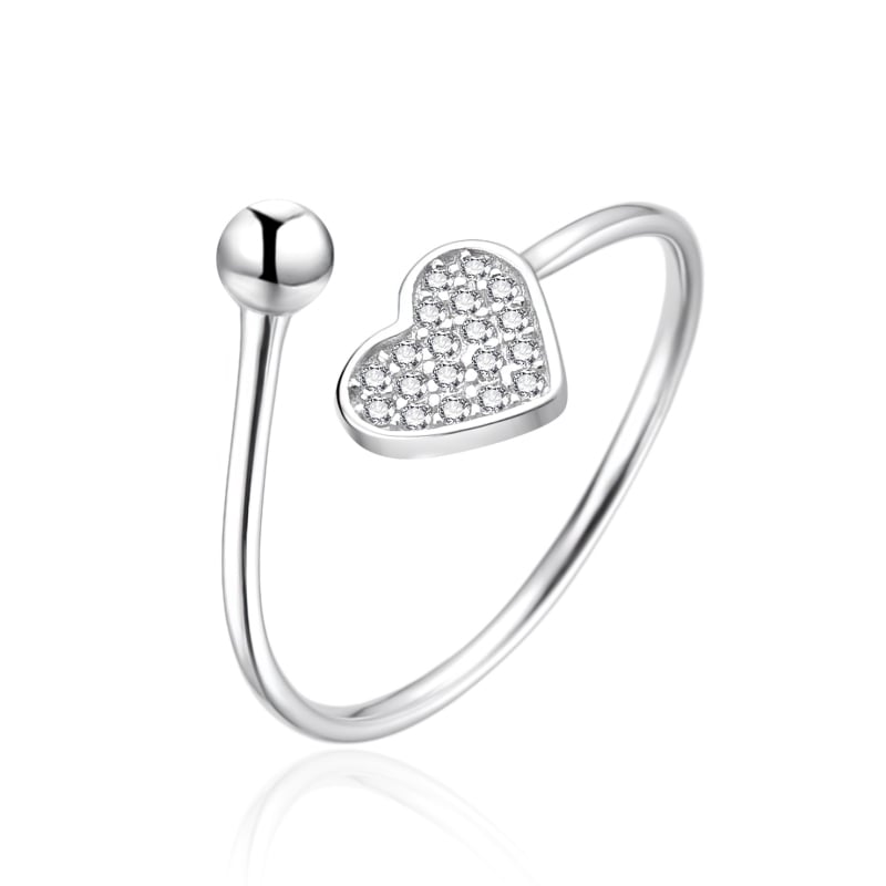 Stříbrný otevřený prsten se srdíčkem AGT-R36W Agato / Obvod: 52 mm - 52 mm Stříbrný otevřený prsten se srdíčkem AGT-R36W Agato / Obvod: 52 mm - 52 mm