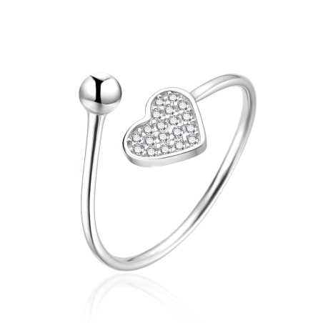 Stříbrný otevřený prsten se srdíčkem AGT-R36W Agato / Obvod: 52 mm - 52 mm