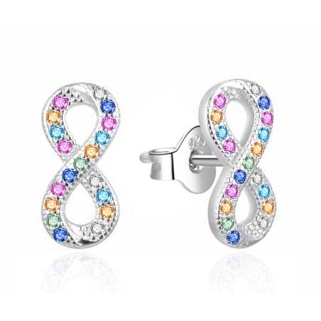 Stříbrné náušnice Nekonečno s barevnými zirkony AGT-E078PC Agato