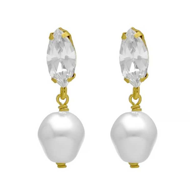 Třpytivé pozlacené náušnice s barokní perlou Purpose A4657-07DT Victoria Cruz