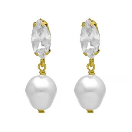 Třpytivé pozlacené náušnice s barokní perlou Purpose A4657-07DT Victoria Cruz