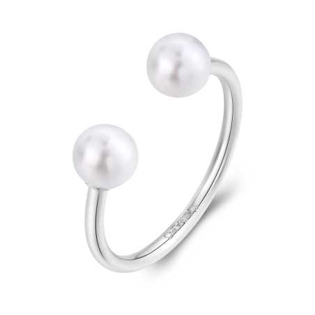 Otevřený ocelový prsten se syntetickými perlami Wisdom SWI34 S Agapo