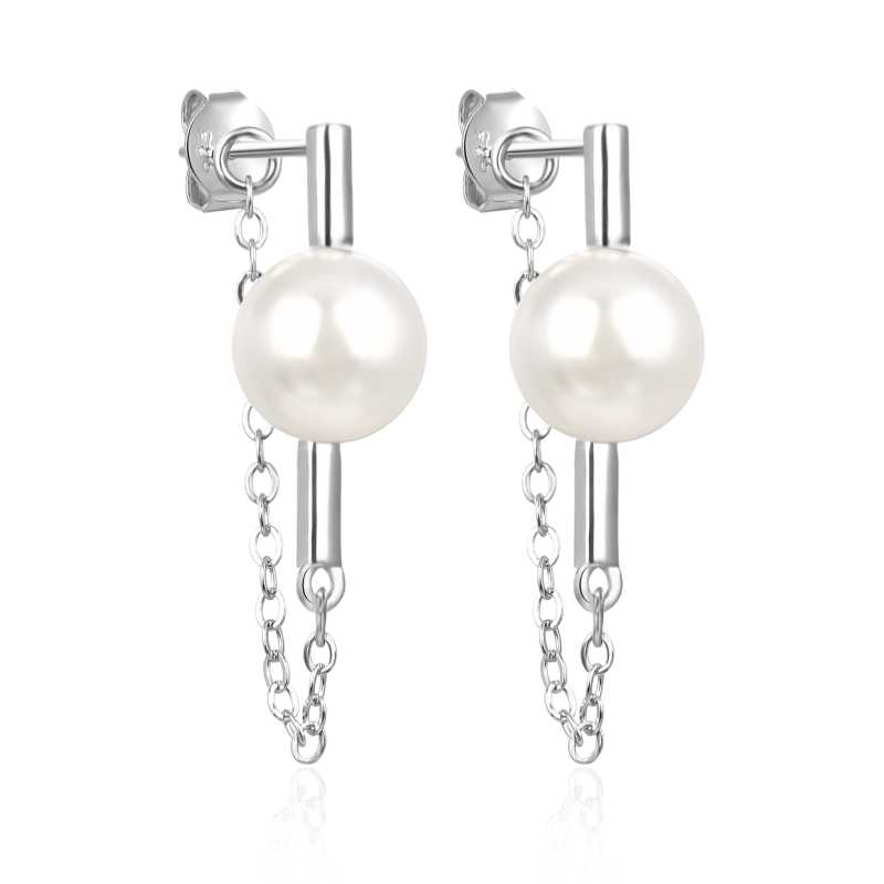Stříbrné visací náušnice se sladkovodní perlou AGT-E042P-P Agato