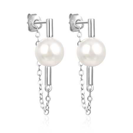 Stříbrné visací náušnice se sladkovodní perlou AGT-E042P-P Agato
