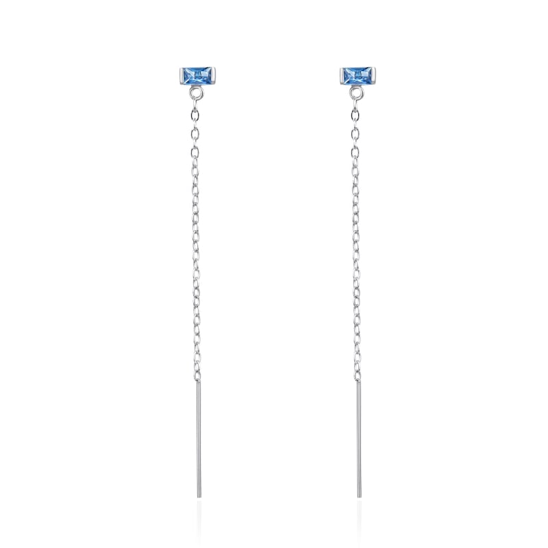 Dlouhé stříbrné náušnice s modrými zirkony AGT-E076PBL Agato