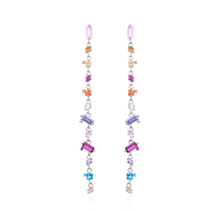 Blyštivé dlouhé náušnice s barevnými zirkony AGT-E081PC Agato