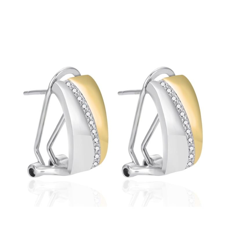 Elegantní bicolor náušnice se zirkony AGT-E029KKW-2T Agato