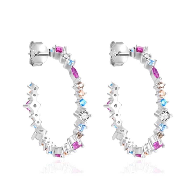 Hravé kruhové náušnice s barevnými zirkony AGT-E068PC Agato Hravé kruhové náušnice s barevnými zirkony AGT-E068PC Agato