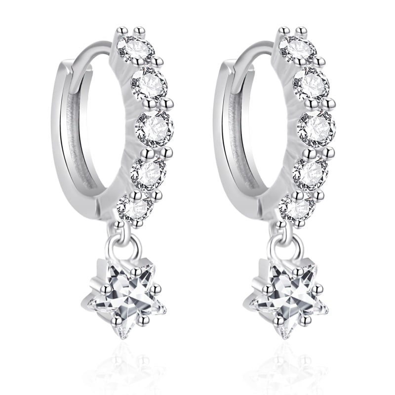 Stříbrné náušnice kruhy Hvězdičky AGT-E072KW Agato Stříbrné náušnice kruhy Hvězdičky AGT-E072KW Agato