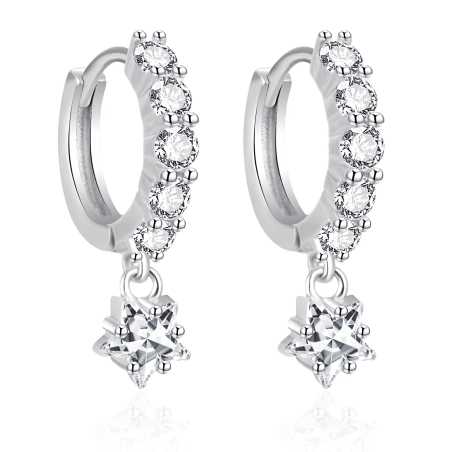 Stříbrné náušnice kruhy Hvězdičky AGT-E072KW Agato