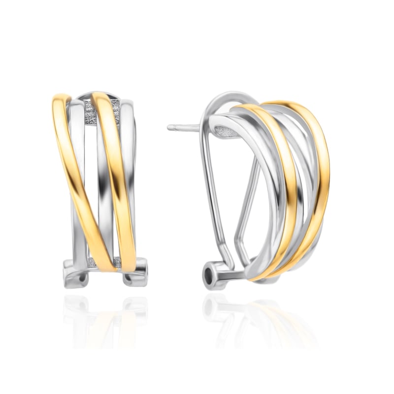 Elegantní bicolor náušnice se zirkony AGT-E122KK-2T Agato Elegantní bicolor náušnice se zirkony AGT-E122KK-2T Agato