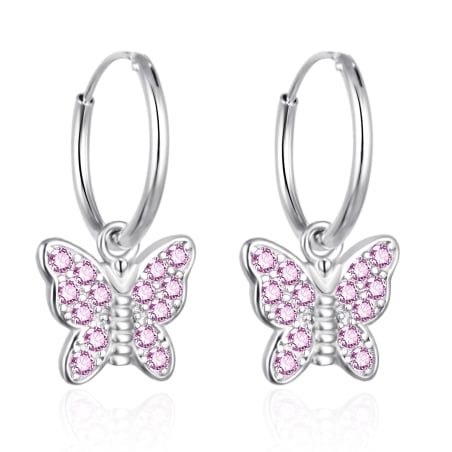 Dívčí stříbrné náušnice 2v1 Motýlci AGT-ED011KP Agato