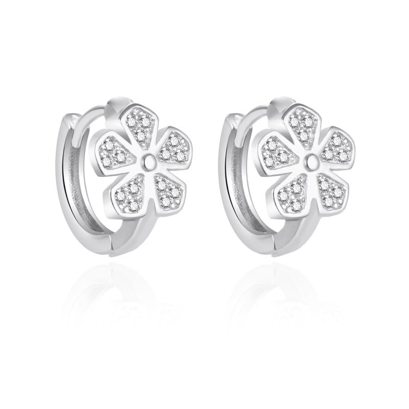 Drobné stříbrné náušnice s kytičkou AGT-ED008KW Agato
