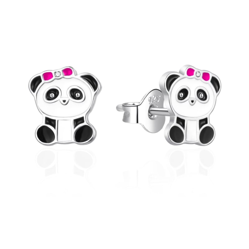 Stříbrné náušnice se smaltem Panda AGT-ED015P Agato