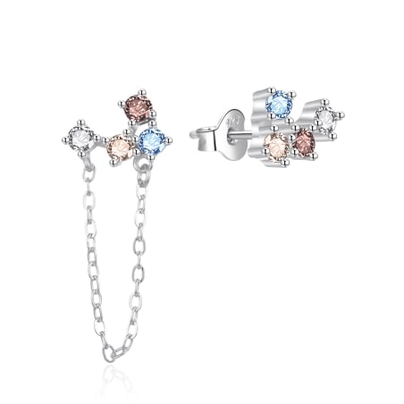 Asymetrické stříbrné náušnice se zirkony AGT-E106PC Agato