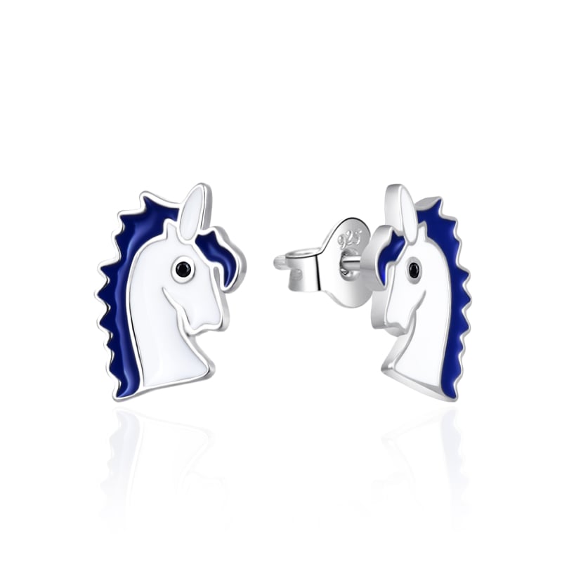 Stříbrné náušnice se smaltem Jednorožci AGT-ED006P Agato