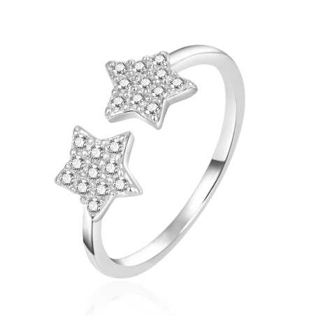 Otevřený stříbrný prsten Hvězdy se zirkony AGT-R11W Agato / Obvod: 52 mm - 52 mm