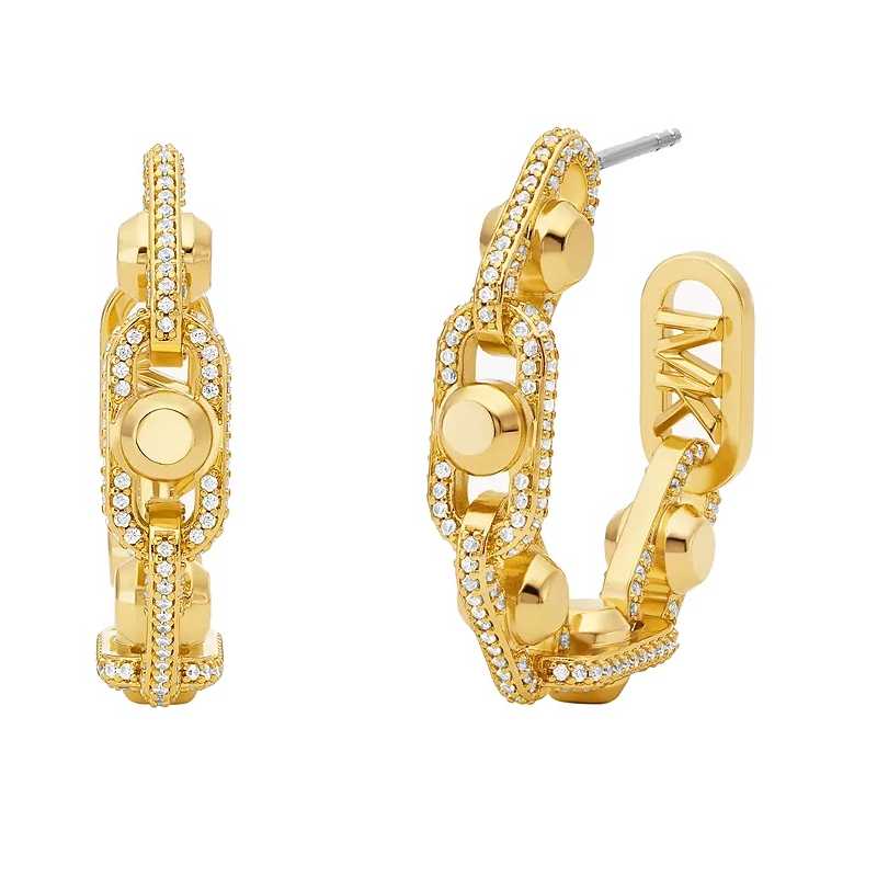 Pozlacené kruhové náušnice s kubickými zirkony Astor Link MKJ8407CZ710 Michael Kors Pozlacené kruhové náušnice s kubickými zirkony Astor Link MKJ8407CZ710 Michael Kors