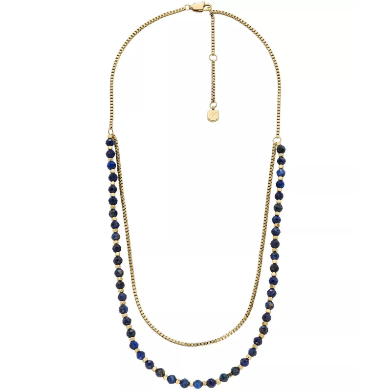 Dvojitý pozlacený náhrdelník s lazuritem All Stacked Up JA7247710 Fossil