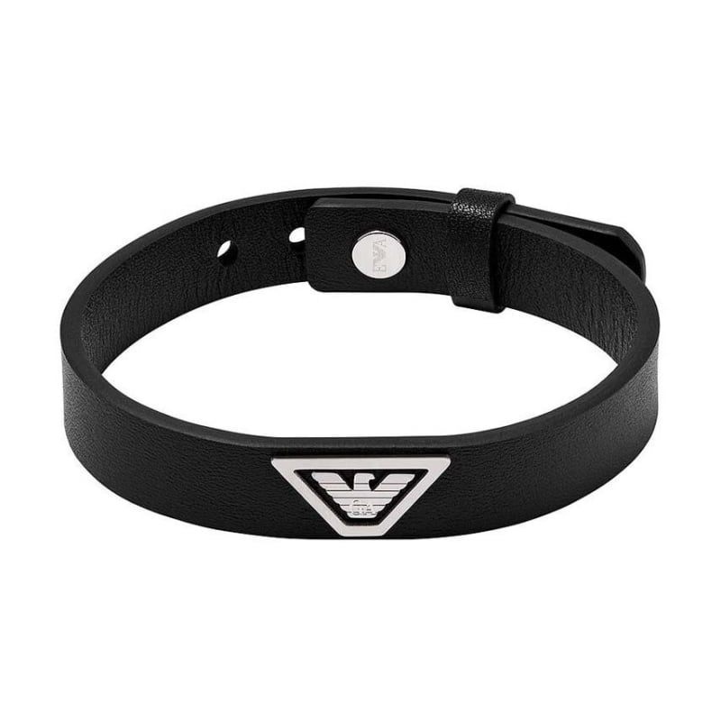 Černý kožený náramek pro muže EGS3128040 Emporio Armani Černý kožený náramek pro muže EGS3128040 Emporio Armani