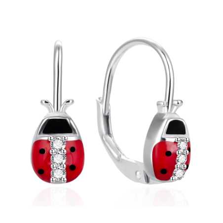 Stříbrné dívčí náušnice s beruškou AGT-ED002L Agato