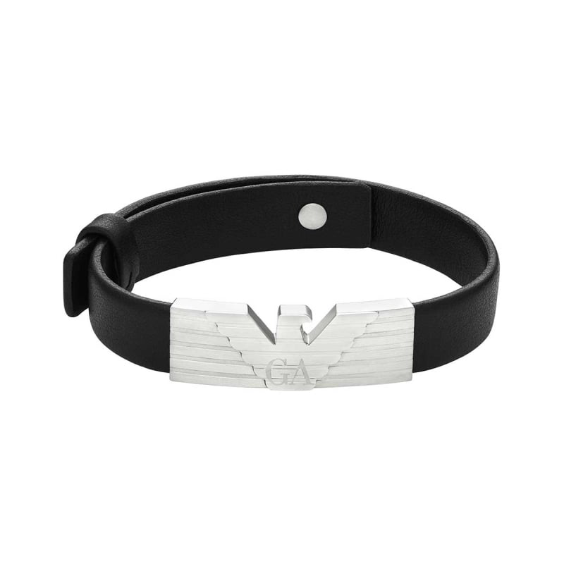 Stylový pánský kožený náramek Eagle Logo EGS3075040 Emporio Armani