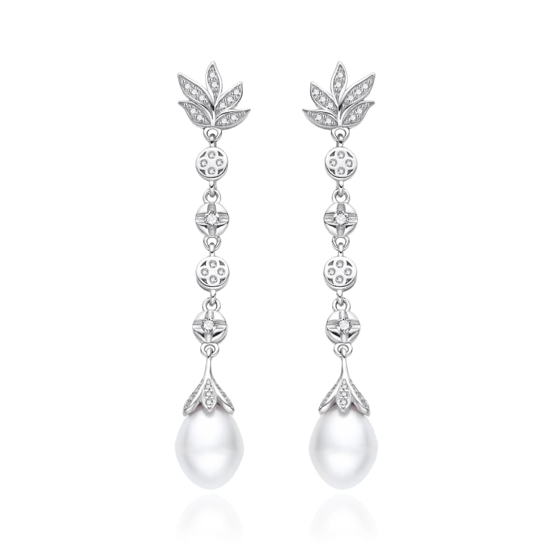 Elegantní stříbrné náušnice se zirkony a perlou AGT-E121PW-P Agato Elegantní stříbrné náušnice se zirkony a perlou AGT-E121PW-P Agato